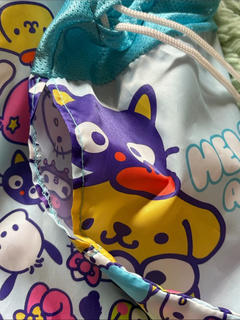 Build-A-Bear x Hello Kitty Bear Carrier Kids Drawstring Bag - Aqua Multi
